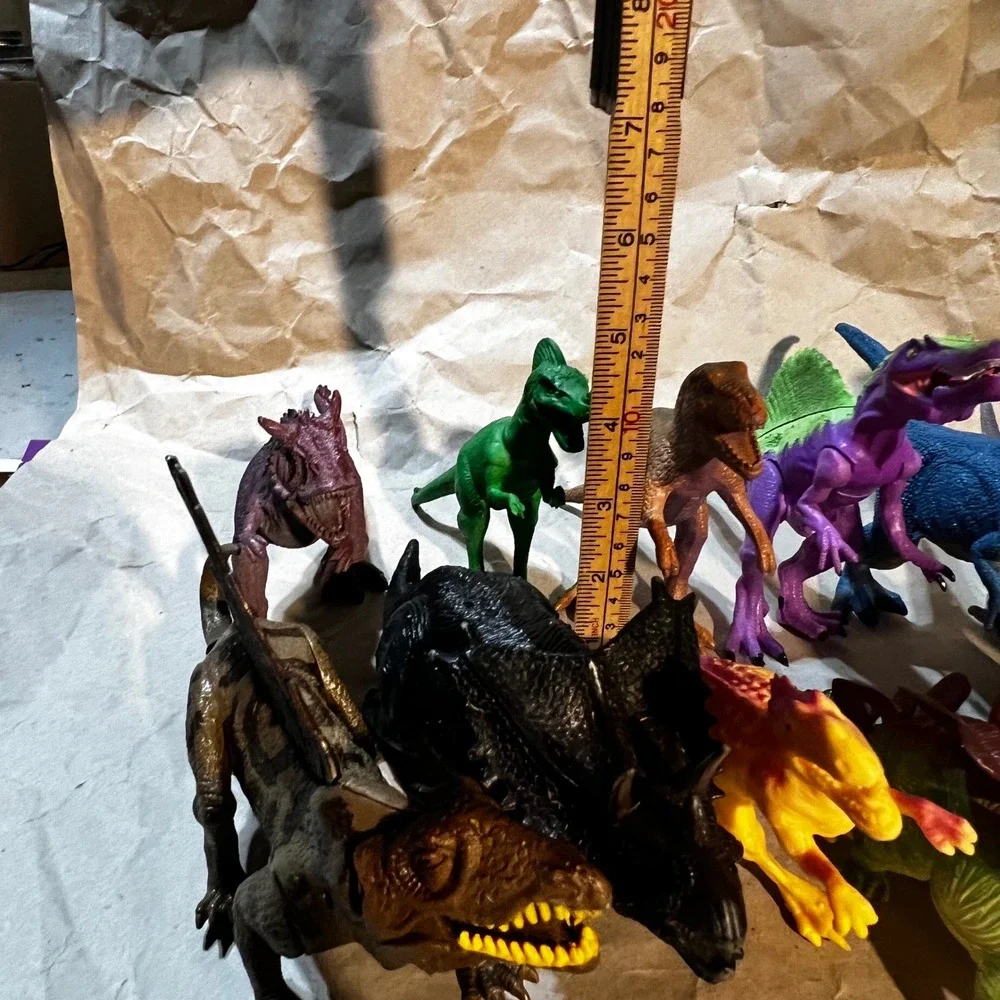 12pc Dinosaur Figure Lot Multicolor T-Rex Stegosaurus Toy Set
